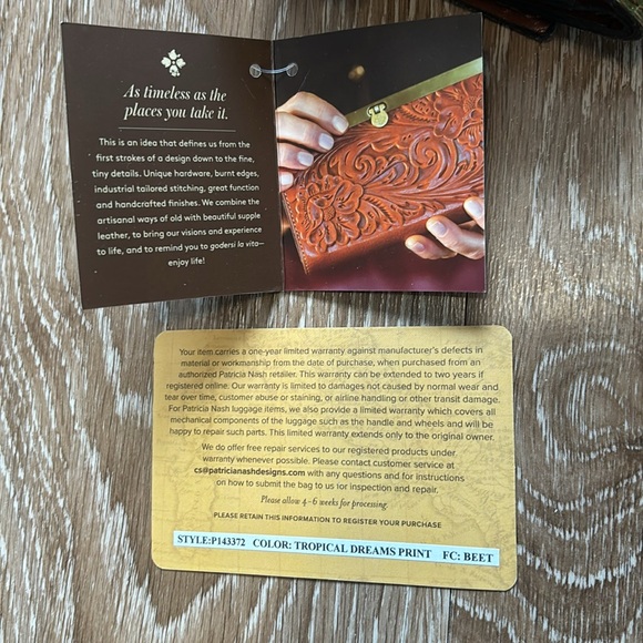 New! Patricia Nash tropical dreams Cametti tri fold floral leather wallet - Picture 13 of 16